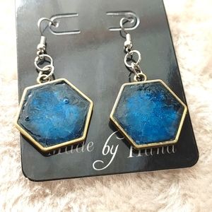 Stained Glass Hexagon Earrings